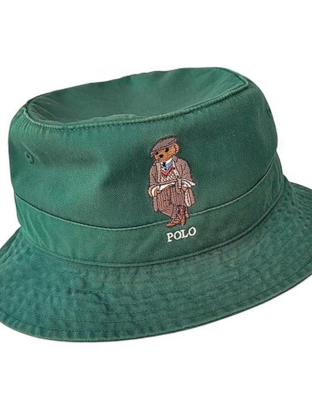 🐻 Polo Ralph Lauren Polo “Preppy Bear” Twill Bucket Hat Green Size: L